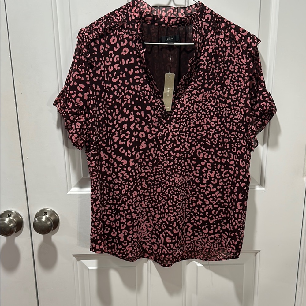J.Crew Pink Leopard Print Blouse
